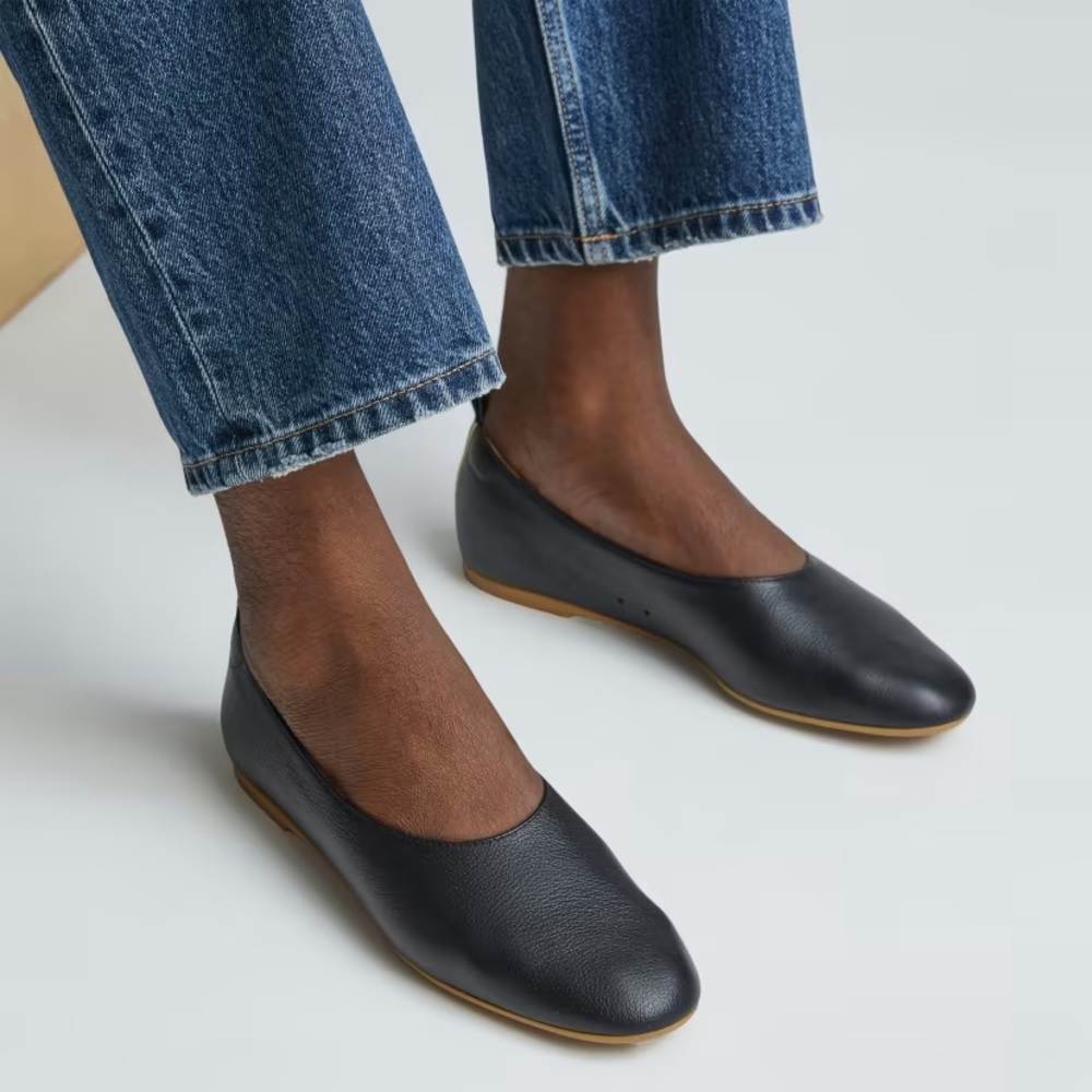 NEW Everlane The Italian Leather Black Day Glove Slip On Flats Women's Size 8.5
